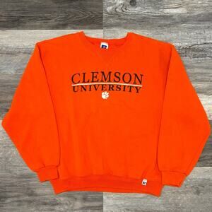 Vintage 90s Russell Athletic Clemson University Orange Men M Crewneck Sweatshirt